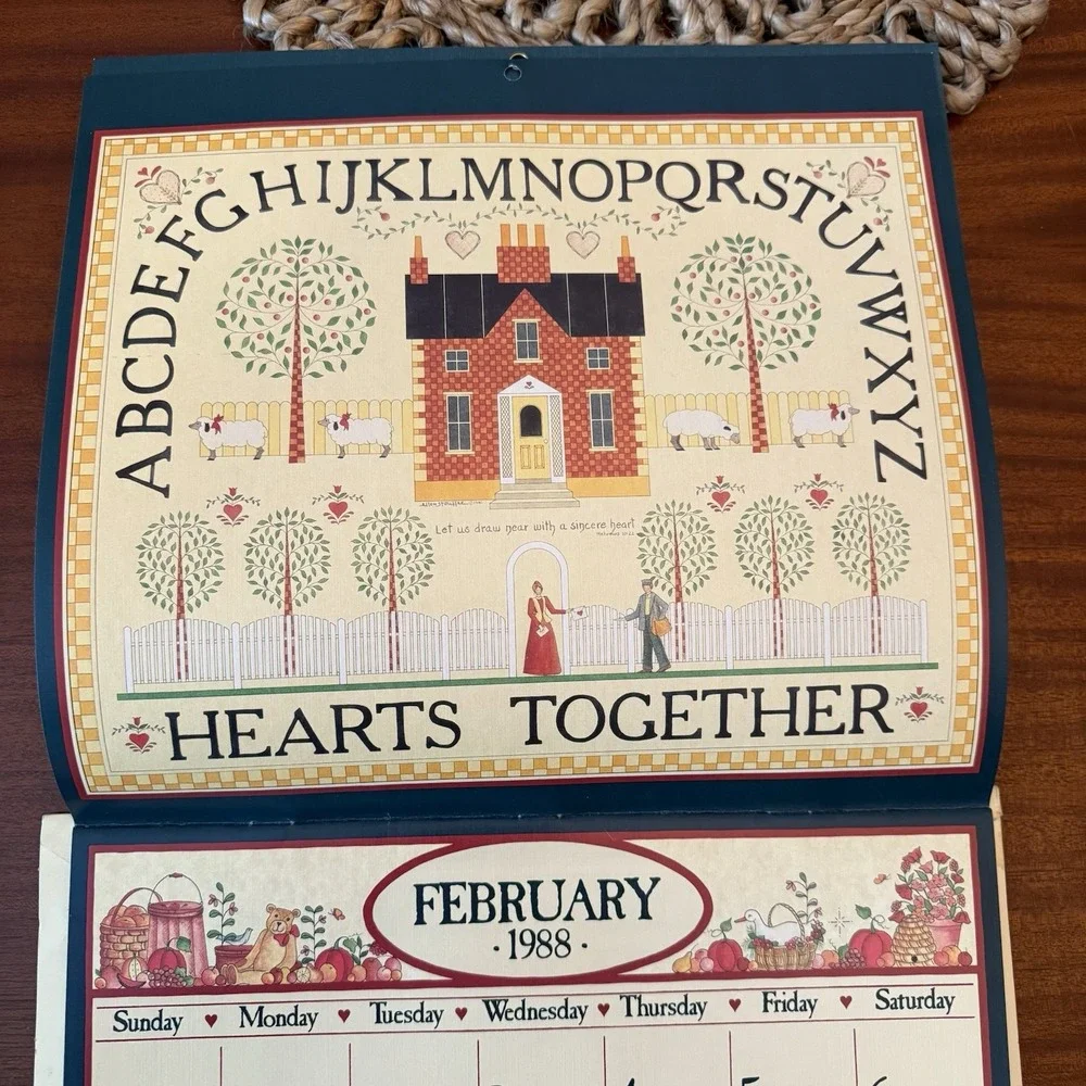1988 Country Sampler Calendar – 12x12 – Folk Art Cottagecore‎ Grannycore